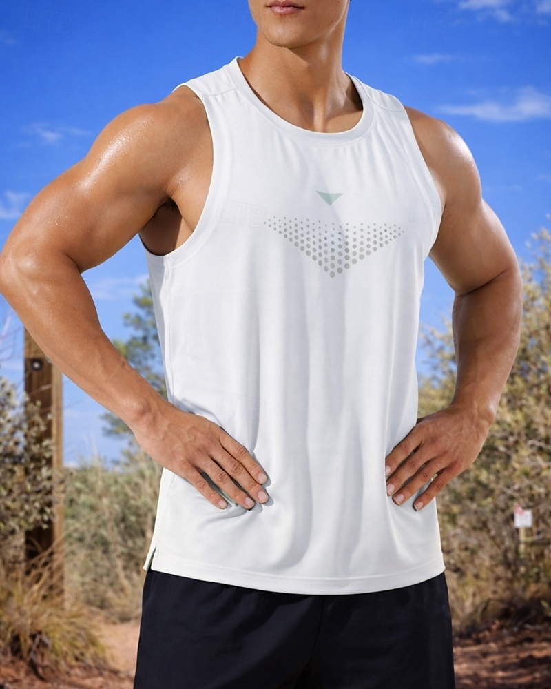 Herre Ensfarget Treningstank topp Singlet til jogging Sportstopp Sommer Ermeløs Hurtigtørkende Fukttransport Pustende Treningsøkt Vandring Jogge Mørkegrå lysende grønne Svart Sports Sportsklær 2026 - $8.99 –P6