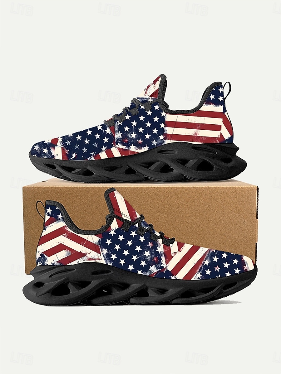 USA:s 250-årsjubileum Herr America atletiska sneakers - USA-flagga tryck lätta löparskor Dämpad sula patriotiska träningsskor för 4 juli firande parader 2026 - $42.99 –P1