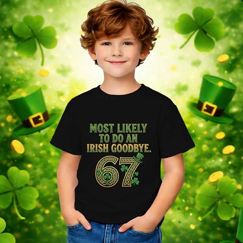 St. Patrick St. Paddy's Day Boys' 3D Graphic Funny Slang 67 T shirt Tee Short Sleeve 3D Print Summer Spring Sports Fashion Streetwear Kids 4-12 Years Crew Neck Casual Daily Outdoor Regular Fit 2026 - $14.49 –P1