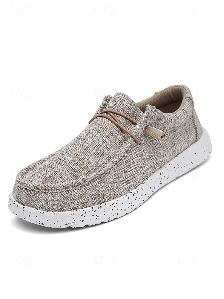 Beige espadrille slip-ons voor heren, ademend bovenwerk van textiel, comfortabele jute zool, casual stijl voor eiland- en cruisevakanties, strand- en resortactiviteiten. 2026 - $42.99 –P8