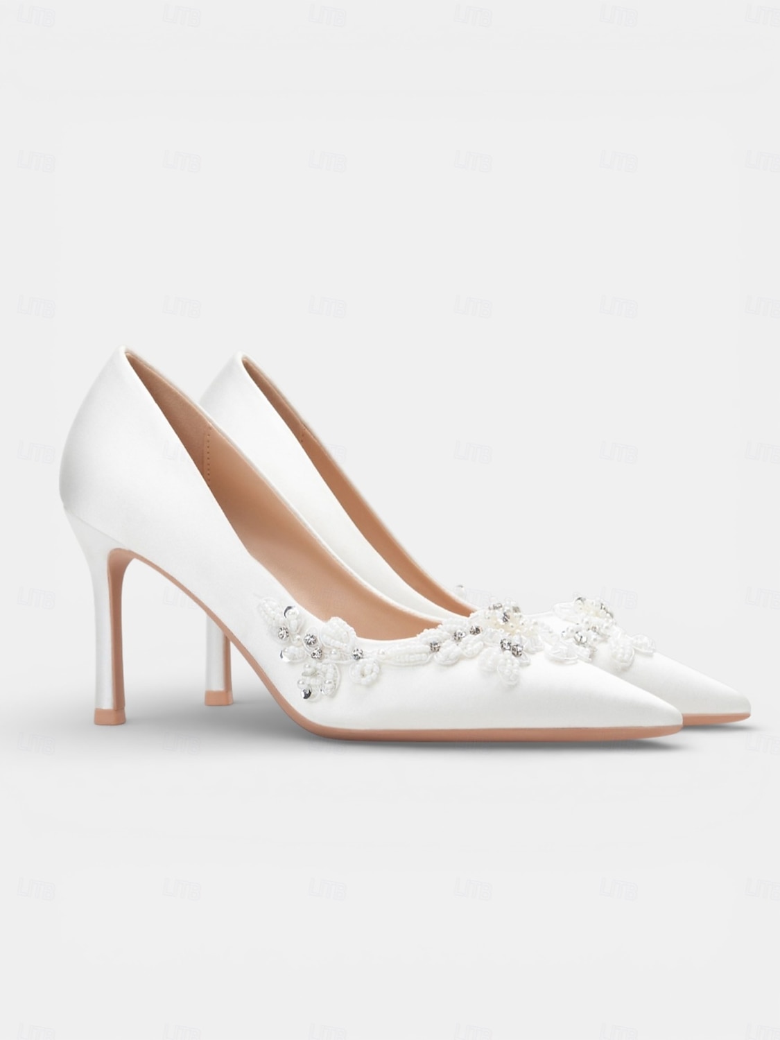 Dámské bílé špičaté boty na vysokém podpatku s květinovou výšivkou - elegantní svatební lodičky pro městské svatby 2026 - $54.99 –P9