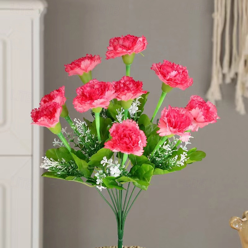 kunstig nellikblomst enkeltstilk, imitert nellik til vaseoppsats, dekorasjon til stuebordet, gave til lærerens dag, falsk blomst 2026 - $13.99 –P7