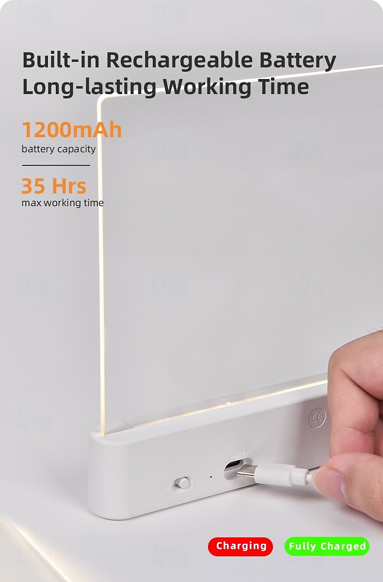 Luminária de leitura LED recarregável, transparente e plana, com 3 cores. &Luzes de leitura com temporizador e intensidade ajustável para leitura noturna, luminária de painel para desenho com de 2026 por $31.99 –P5