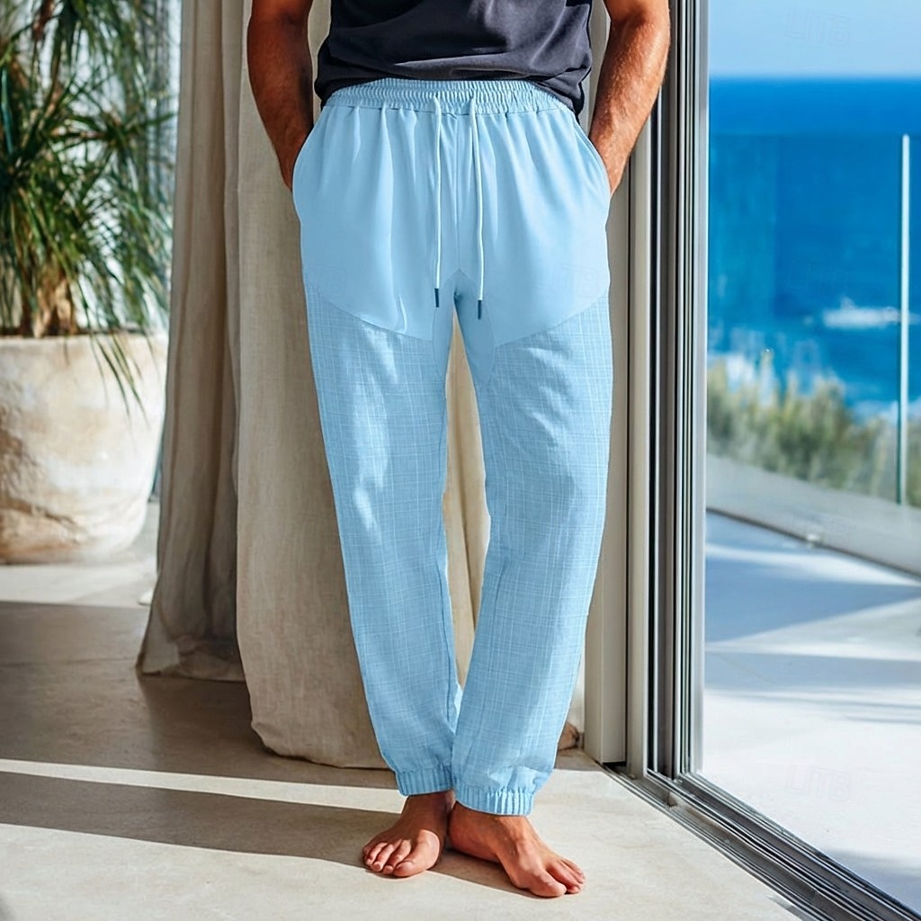 Per uomo Pantaloni di Lino Pantaloni Estivi Coulisse Elastico in vita Polsino elastico Semplice Comodità Traspirante Lunghezza intera Casuale Quotidiano All'aperto Vacanza Moda Blu Nero Elasticizzato del 2026 a $21.99 –P8
