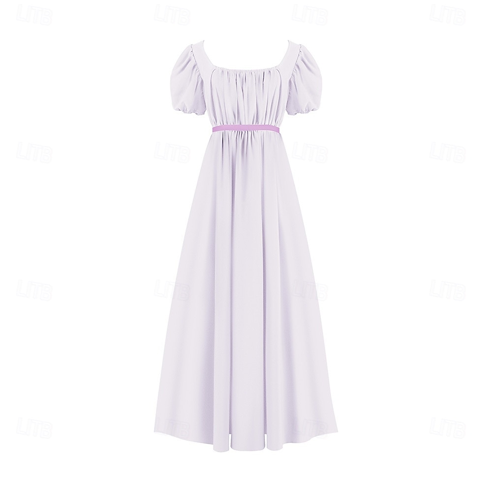 19. Jahrhundert Regency-Zeit Knöchellänge Kleid Kurze Ärmel Prinzessin Dame Edelfrau Einfarbig Quadrathals Kostüm Damen königlich Halloween Karneval Teegesellschaft LARP Renaissance-Messe Erwachsene 2026 - $58.99 –P4