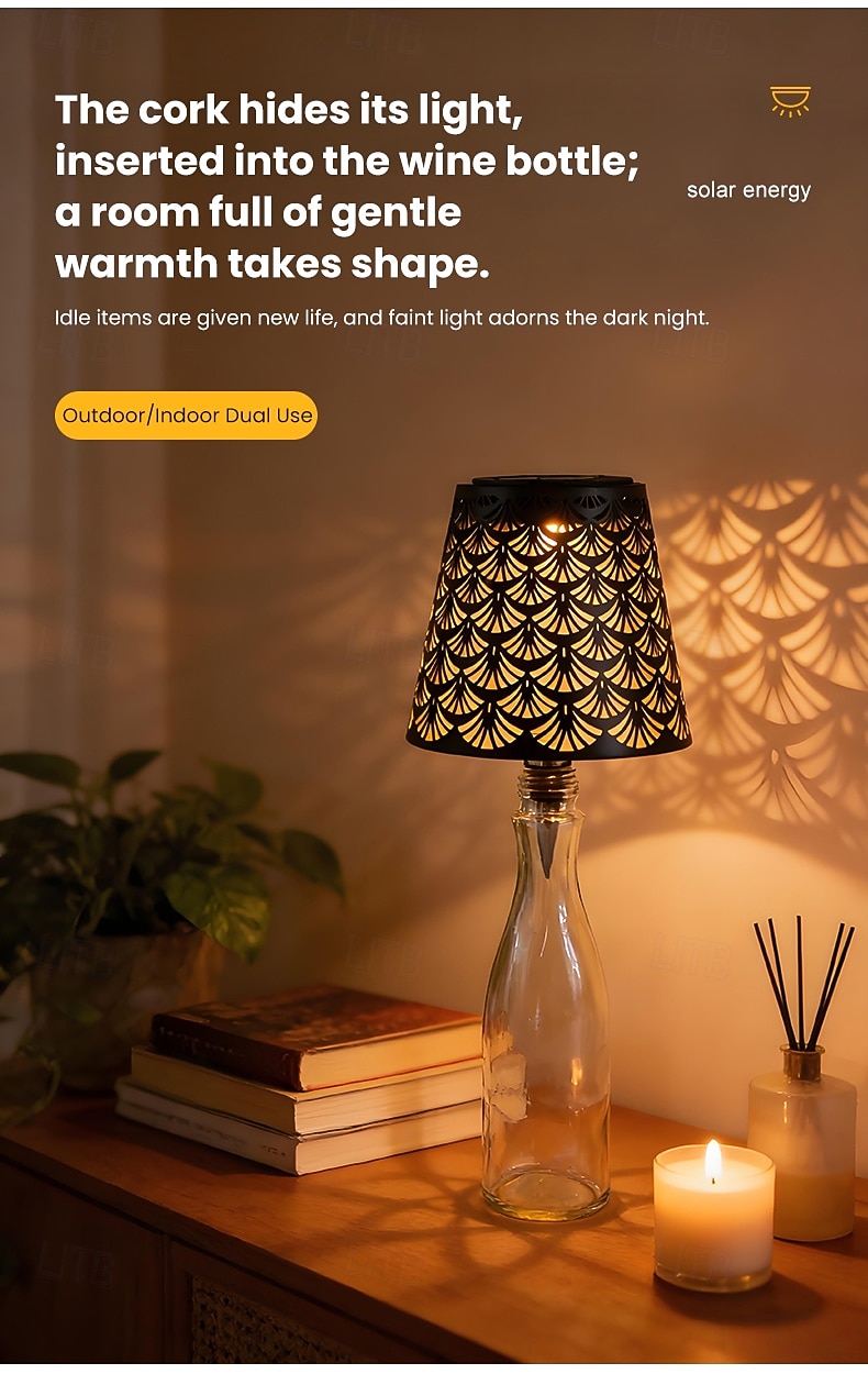 1 Pc Outdoor Solar LED Bottle Stopper Light, Wine Bottle Lamp, Embedded Light for Indoor Living Room, Dining Room, Bar, Camping, Tabletop Decor, Hollow Projection Accent Light 2026 - $23.99 –P5