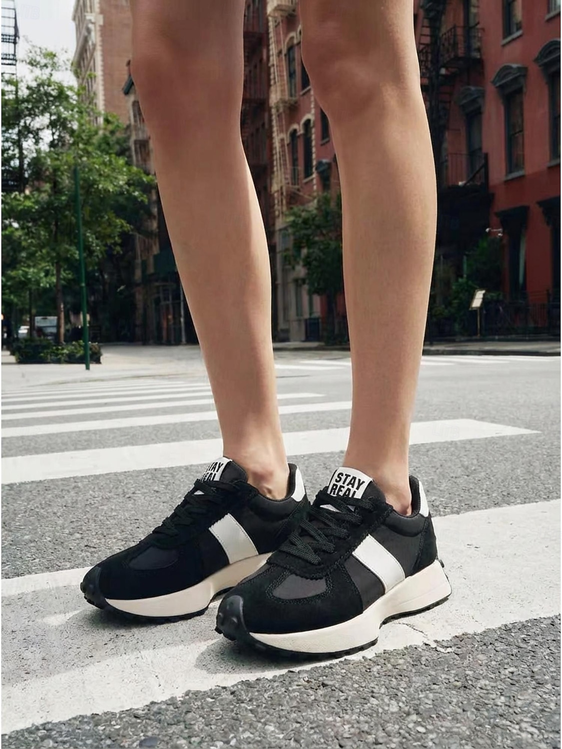 dam retro vit &grå platåsneakers - avslappnade grova pappaskor med svart kontrastrand för dagligt streetwear, urban pendling &stadsvandring 2026 - $42.99 –P3