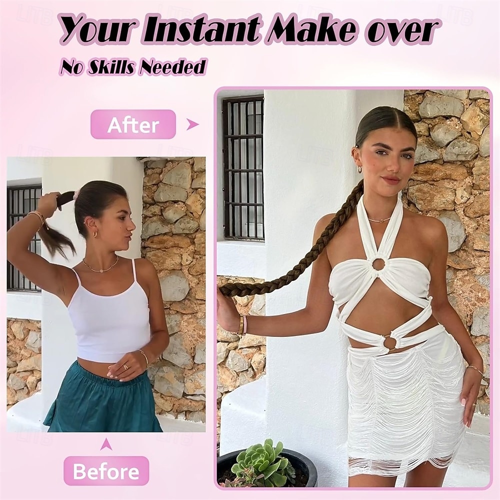 Long Braid Ponytail Extension with Hair Tie DIY Wrap Around Synthetic Hairpiece Natural Soft Fluffy Style for Women s Daily Wear 34 Inches Mixed Brown 2026 - $13.99 –P6