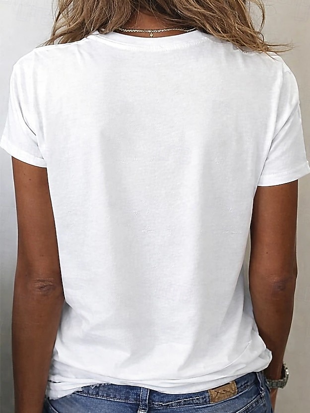 Damen T Shirt Baumwollhemd Einfarbig Klassisch Kurzarm V Ausschnitt Normale Oberteile Lässig Täglich Ausgehen Schwarz Weiß Rosa Sommer Frühling 2026 - $21.99 –P5