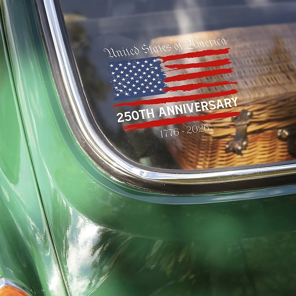 USA 250th Anniversary Car Window Decal Sticker, America Patriotic Semiquincentennial 1776-2026 Stickers, USA Independence Flag Decals, Durable Vinyl Stickers for Car Window 2026 - $9.99 –P3