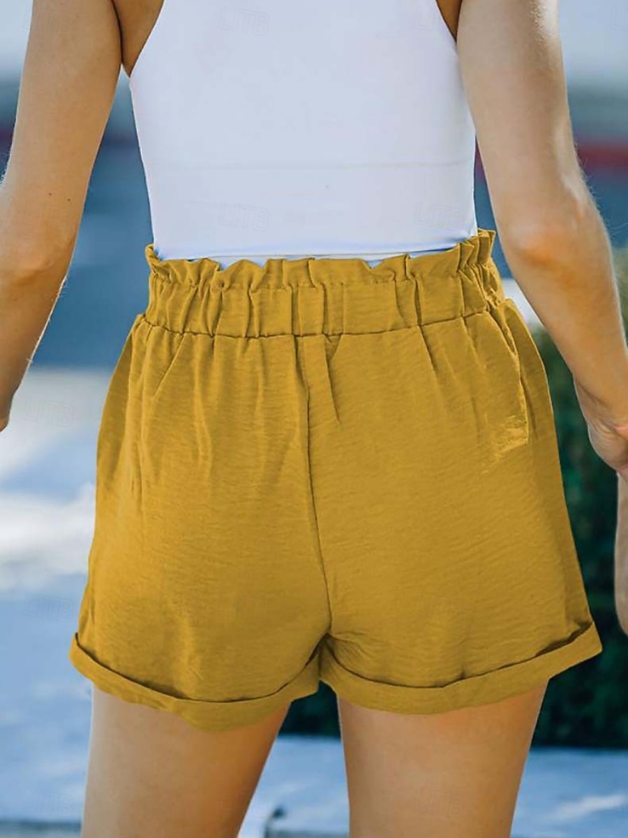 Women's Shorts Vacation Fashion Streetwear Short High Waist Plain Pocket Elastic Waist Comfort Inelastic Daily Vacation Street Black Yellow Navy Blue Orange Summer Spring Loose Fit 2026 - $14.99 –P18