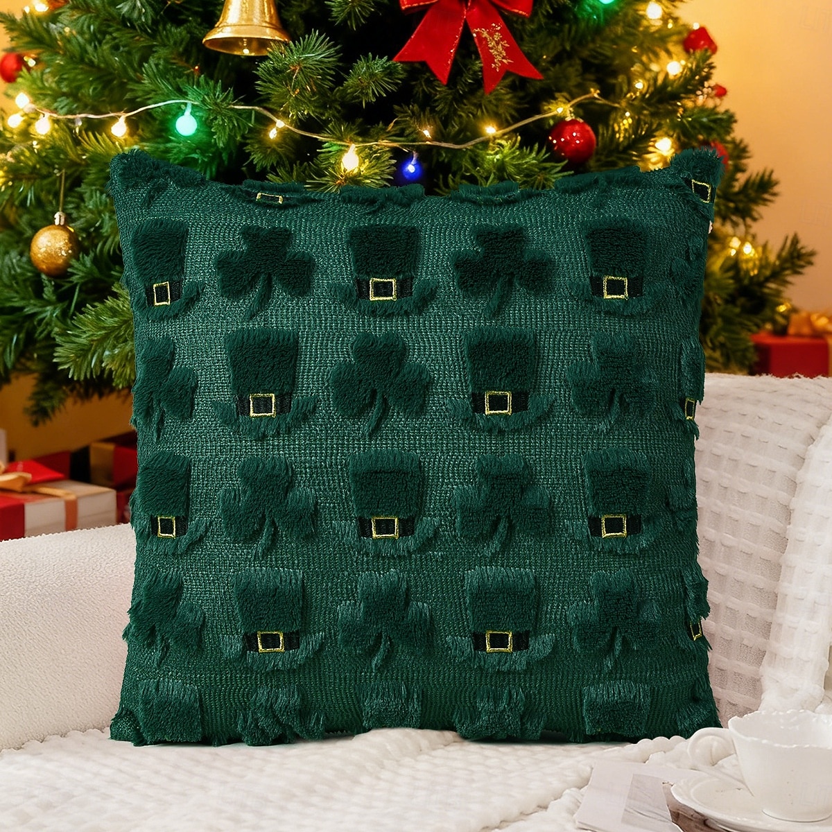 Funda de almohada decorativa suave y acolchada de color liso para el Día de San Patricio, Pascua y San Valentín, ideal para sofá o sala de estar. 2026 - $12.43 –P1