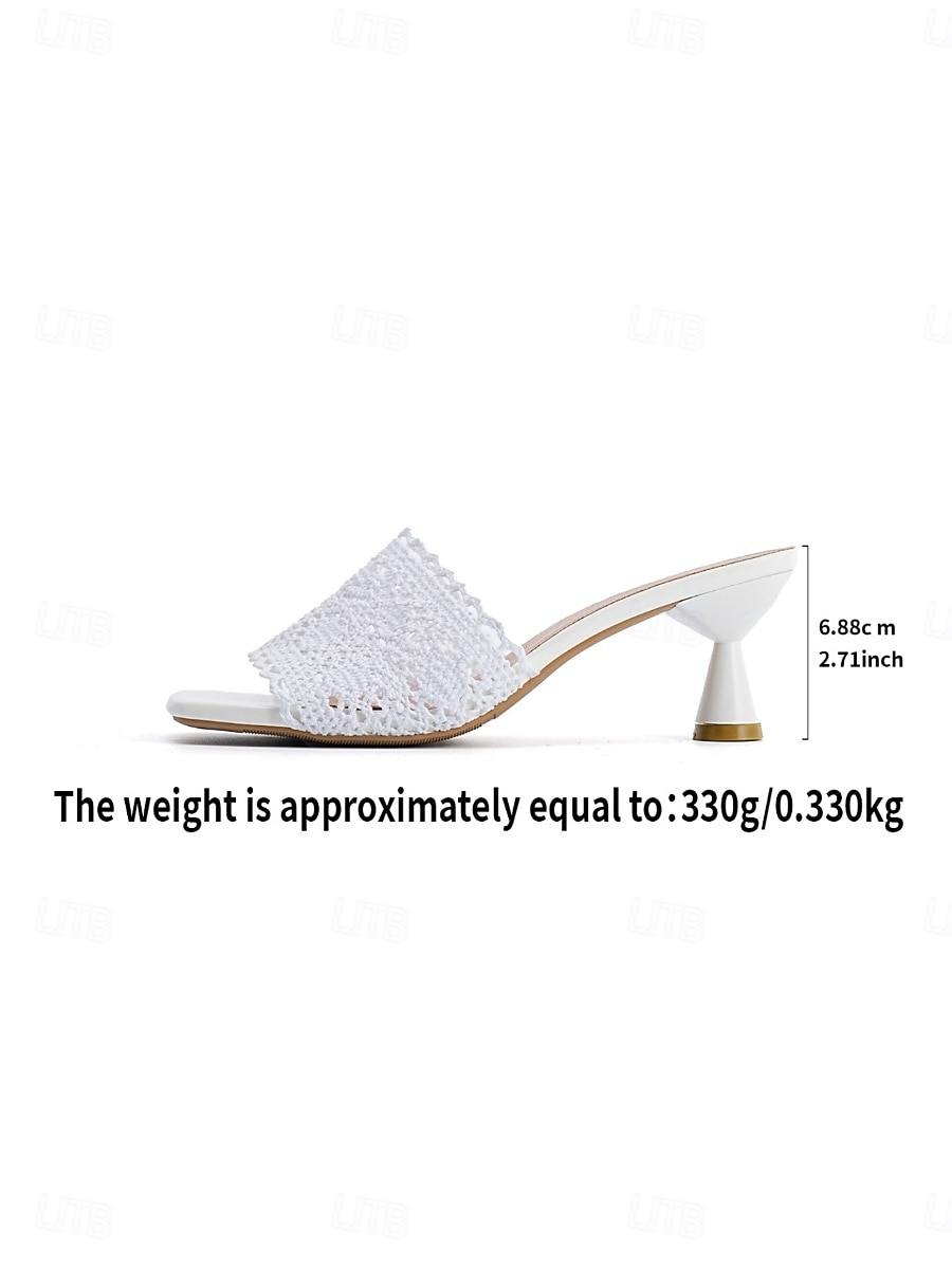 Elegante weiße Damen-Mules aus Spitze – romantische, gehäkelte Sandalen mit Blumenmuster und stilvollem Spulenabsatz für Gartenhochzeiten, Brautpartys und sommerliche Gartenfeste. 2026 - $24.99 –P4