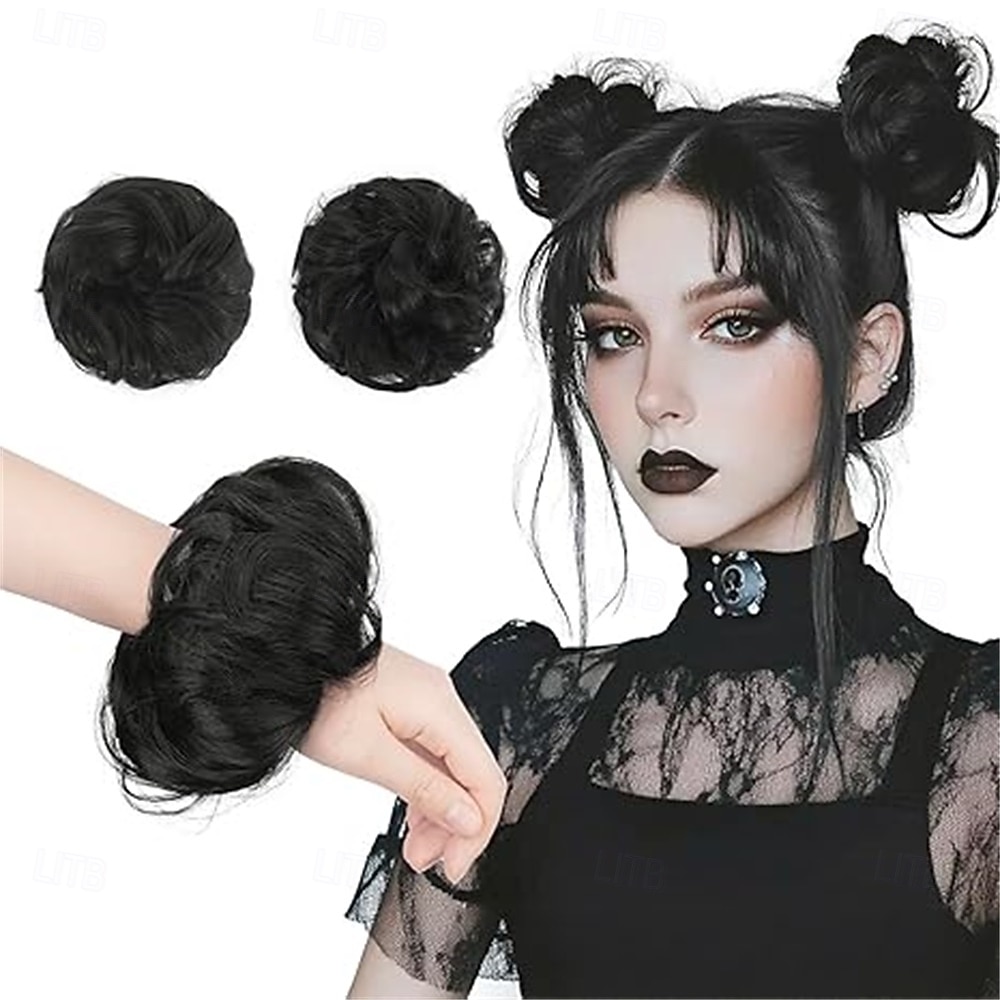 2PCs Small Messy Bun Hair Piece for Thin Hair Women Girl Mini Synthetic Elastic Wavy Space-bun Scrunchies Updo Hairpi 2026 - $12.99 –P6