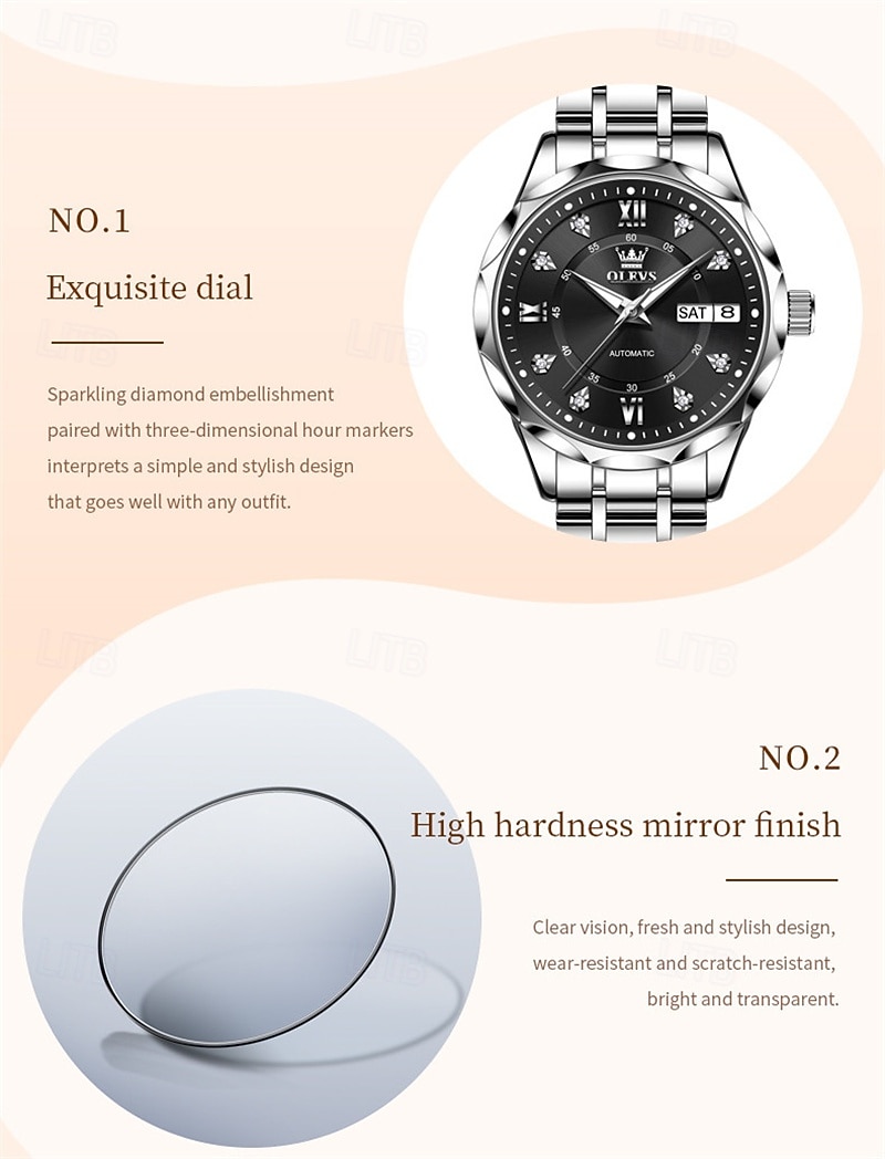 New Olevs Brand Ladies' Business Watch With Luminous Display, Calendar And Week Indication, Fully Automatic Mechanical Movement, Diamond-Set Rhombus Shape, Water-Resistant, Suitable For Casual And Spo 2026 - $94.99 –P11