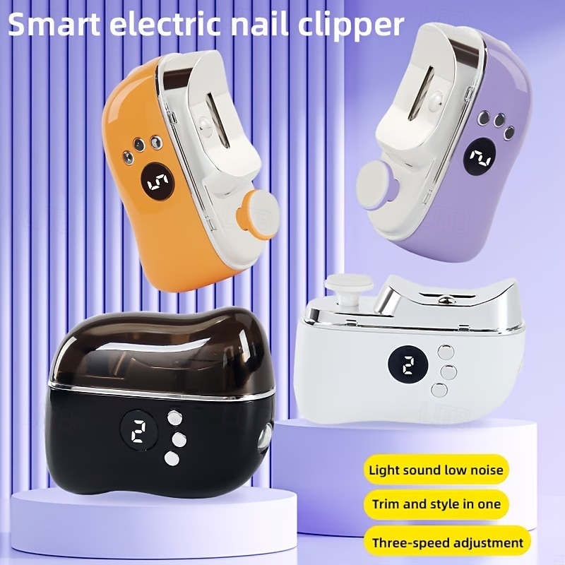 Cortador e lixador de unhas elétrico, aparador de unhas com motor de 3 velocidades, tipo C, operação de baixa voltagem para uso doméstico. &Dispositivo de viagem para cuidados com as unhas, de 2026 por $32.99 –P1