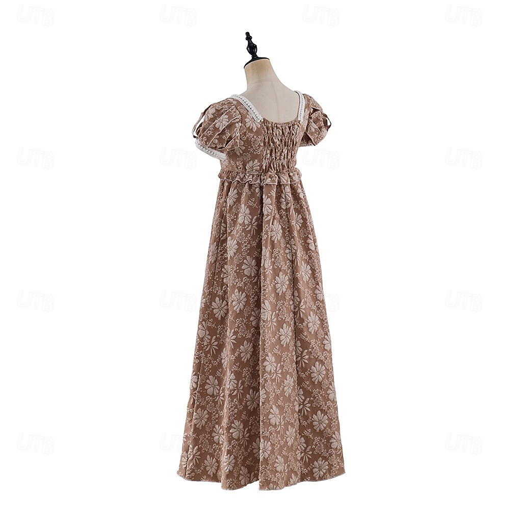 Retro Vintage Mittelalterlich Renaissance Bodenlang Kleid Ballkleid Kleid im Regency-Stil Puffärmel / Ballon Jacquard Blumen Kostüm Damen Halloween Karneval Abschlussball Hochzeit Maskerade Erwachsene 2026 - $55.99 –P13