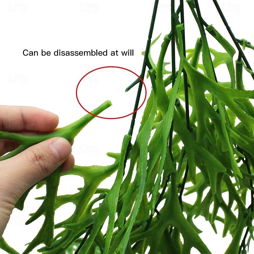 Sada 4 umělých závěsných rostlin z kapradiny staghorn, umělá kapradina, zeleň tropické džungle, listy révy vinné, na dekoraci na zeď, na svatbu, do zahrady, do domu, na venkovní dekoraci 2026 - $22.99 –P5