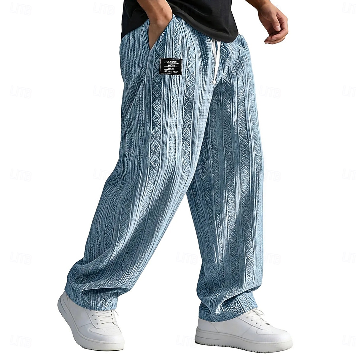 Per uomo Pantaloni Pantaloni Larghi Pantaloni casual Pantaloni testurizzati Jacquard Elastico in vita Gamba Dritta Semplice Traspirante Lunghezza intera Casuale Quotidiano All'aperto Vacanza Moda del 2026 a $25.99 –P1