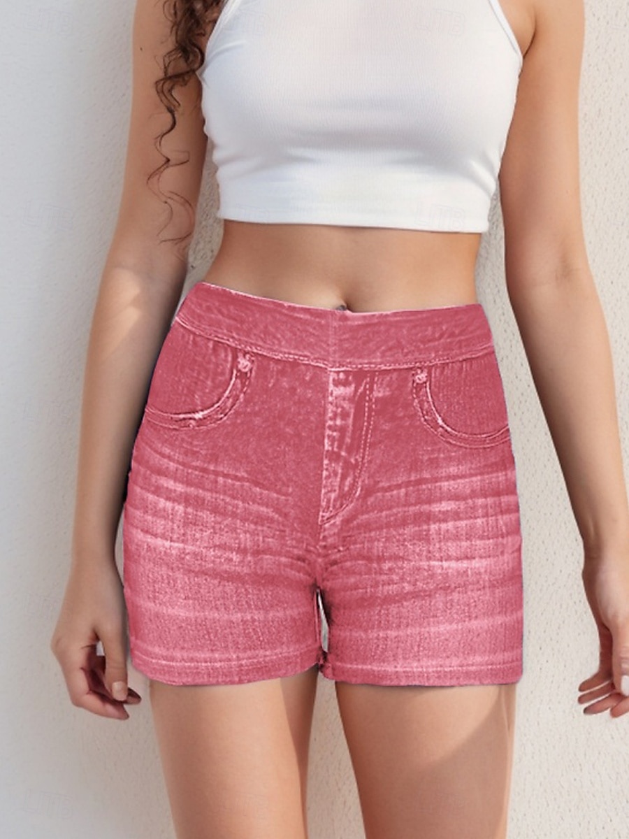 Mujer Chinos Pantalón corto Ropa de calle Casual Longitud total Media cintura Plano Bolsillo Cintura elástica Confortable Microelástico Exterior Vacaciones Calle Azul Piscina Negro Rosa Marrón 2026 - $10.99 –P16