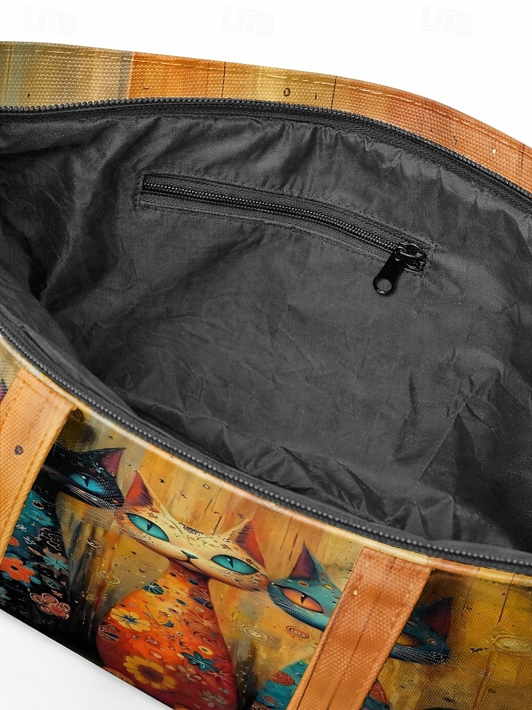 Women's Polyester Tote Bag, Large Capacity with Zipper, Multiple Cat Designs, Perfect for Vacations, Shopping, and Everyday Casual Use 2026 - $19.99 –P9