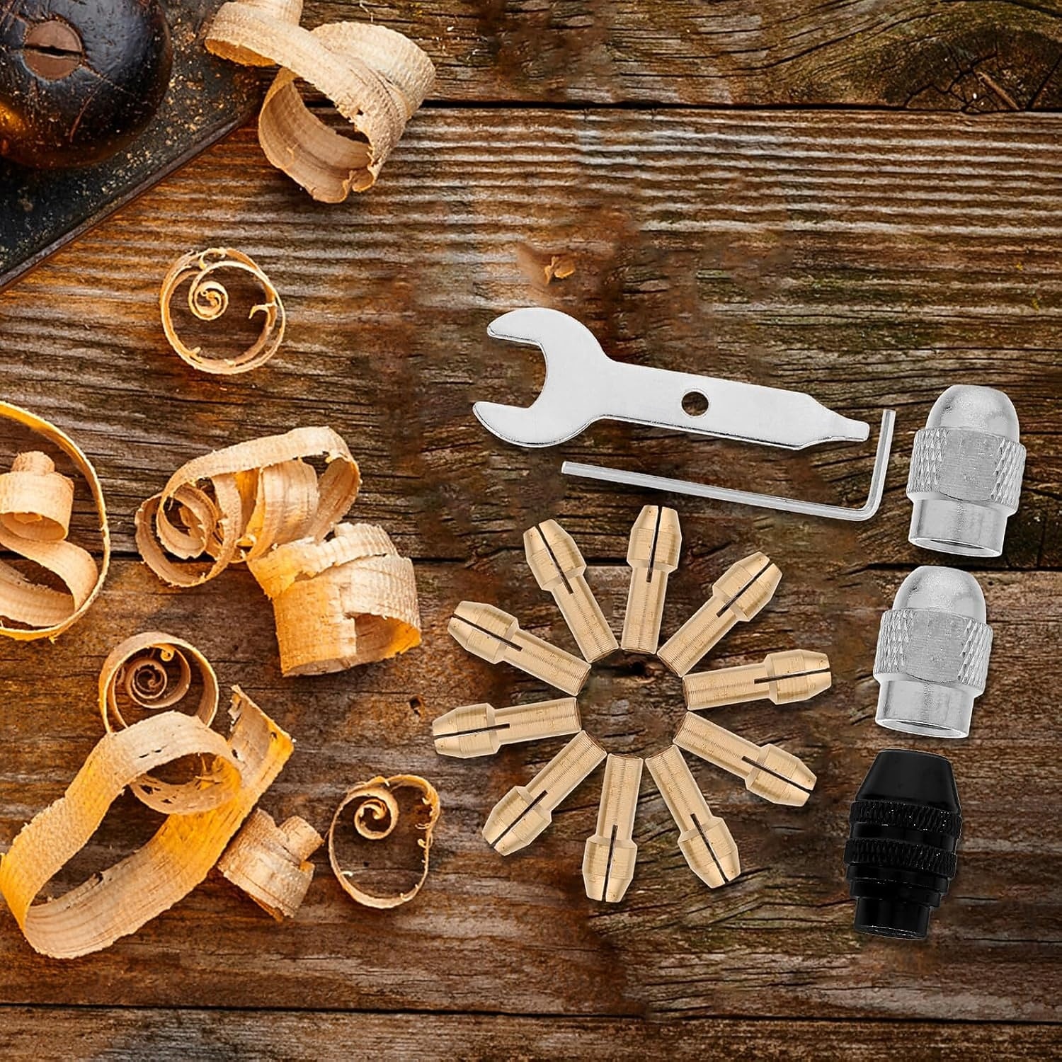 Kit di 16 mandrini per smerigliatrice con anima in rame, 2 dadi, 1 pinza imperiale e 2 chiavi per accessori per utensili rotanti a batteria e parti per trapani elettrici del 2026 a $13.99 –P4