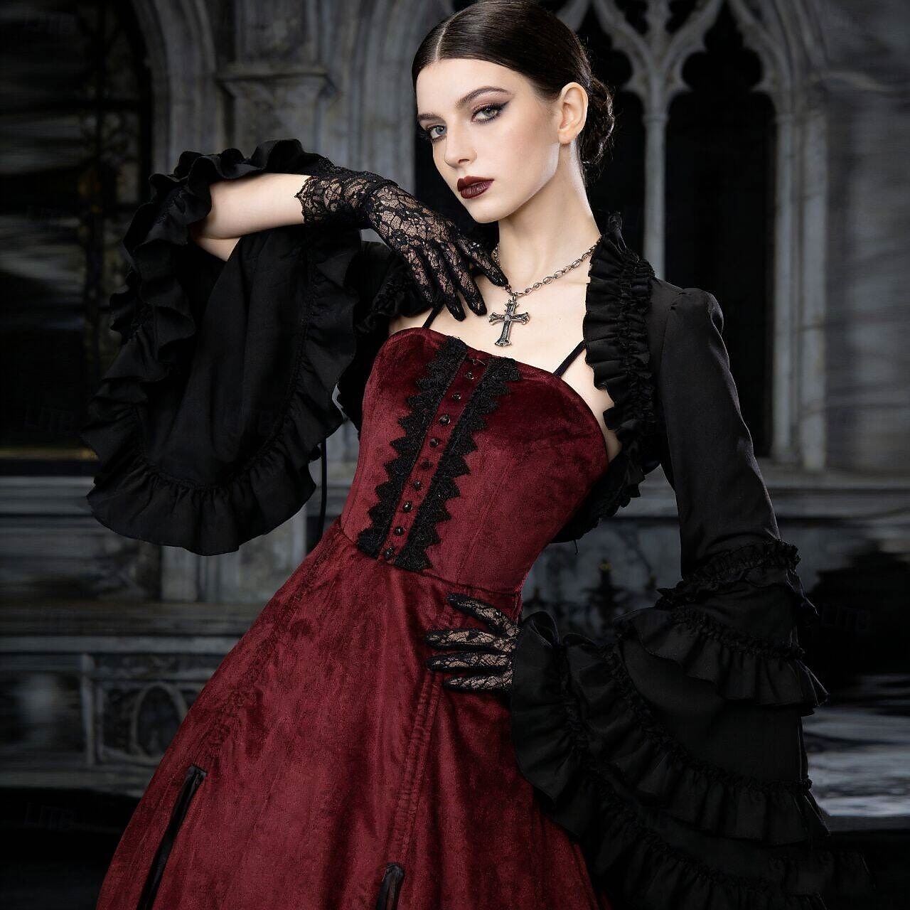 Rococó Victoriano Renacimiento Vestidos Abrigo Disfraz de lujo Bruja Vampiros Atuendo real Disfraz Mujer Fantasía Víspera de Todos los Santos Carnaval Rendimiento LARP Feria Ren Adulto Cima Vestido 2026 - $75.99 –P2