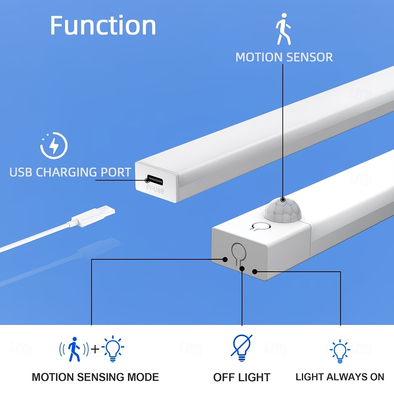 3 Pcs LED Smart Motion Sensor Magnetic Rechargeable Night Lights, Wireless, 3-Color Dimming, Closet, Cabinet, Wine Rack, Bedroom, Bathroom, USB Charging, 10/20/30/50cm 2026 - $8.44 –P3