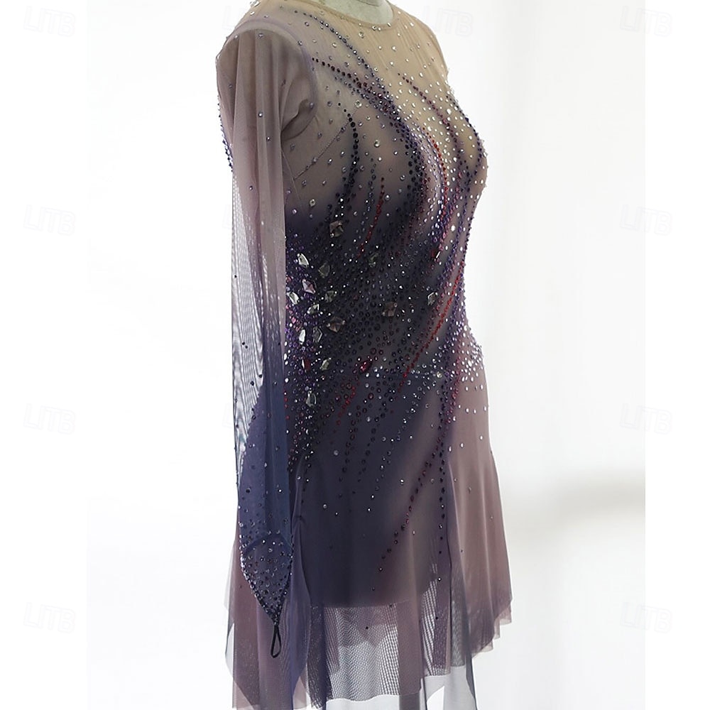 Abito da pattinaggio artistico Per donna Pattinaggio sul ghiaccio Vestito Viola scuro Patchwork Foro per il pollice Alta elasticità Allenamento Competizione Vestiti da pattinaggio sul ghiaccio del 2026 a $331.19 –P2