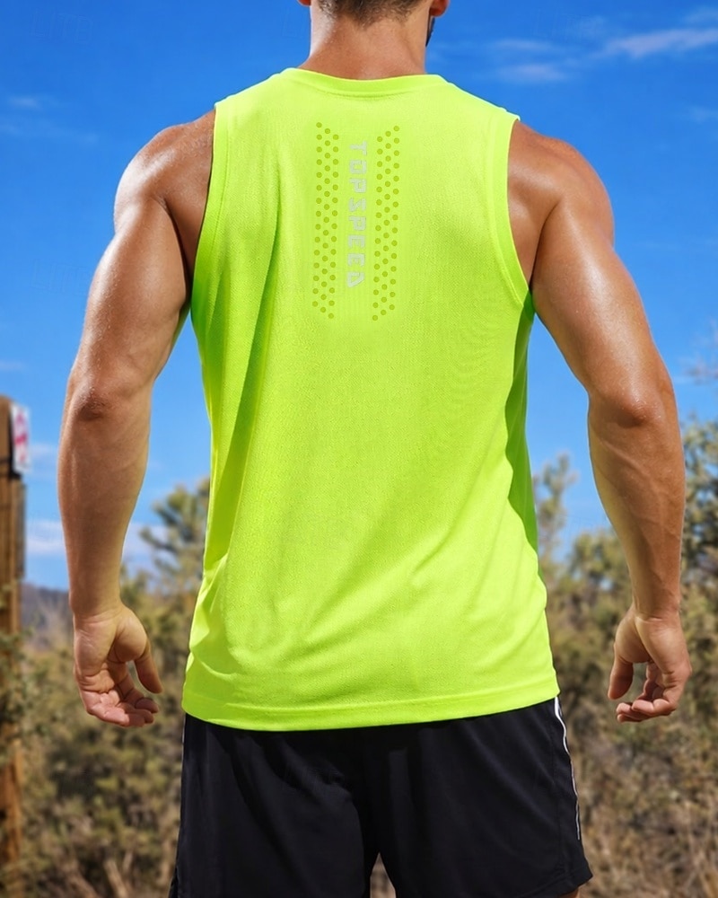 Herre Ensfarget Treningstank topp Singlet til jogging Sportstopp Sommer Ermeløs Hurtigtørkende Fukttransport Pustende Treningsøkt Vandring Jogge Mørkegrå lysende grønne Svart Sports Sportsklær 2026 - $8.99 –P2