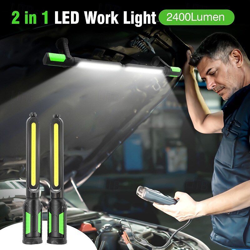 Lampă de lucru pentru mecanic, LED 2400lm, reîncărcabilă 4400mah, magnetică, lanternă de lucru sub capotă cu cârlige pentru reparații/inspecții/garaj/atelier/urgență auto 2026 - $131.99 –P1