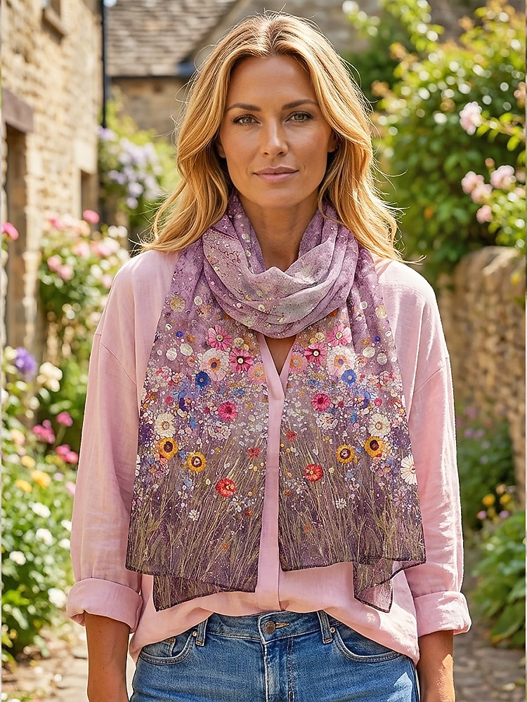 Женский шарф из полиэстера с изображением клевера, изготовленный из дышащего шифона, с зеленым узором в виде клевера, идеально подходит для Дня Святого Патрика и повседневной носки. 2026 - MXN $319.52 –P2