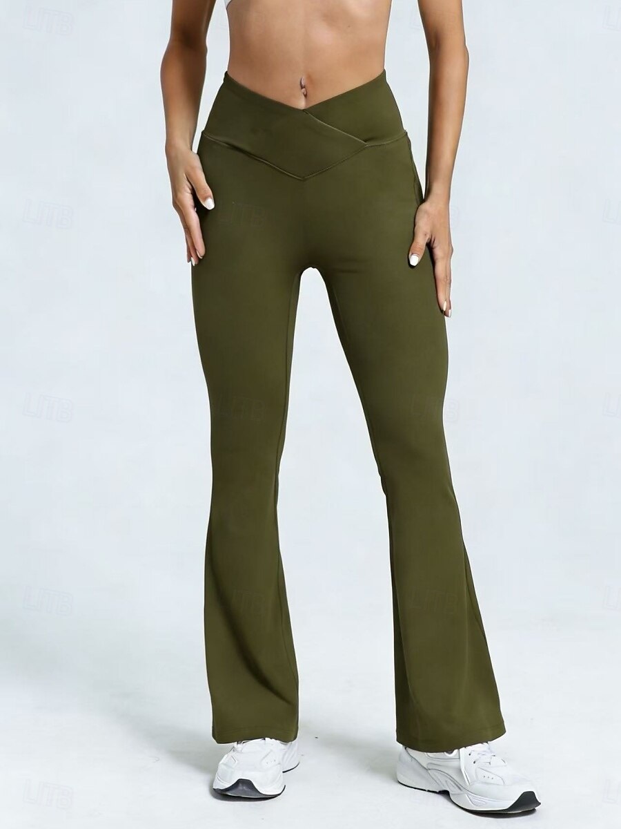 Femmes Pantalons Pantalon à pattes d'éléphant Pantalon décontracté Mode Streetwear Basique Longueur complète Taille haute Uni Avec Poches Taille Élastique Confort Haute Élasticité Quotidien Salle de de 2026 ? $16.99 –P6