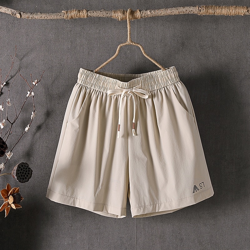 Mulheres Bermudas chinês Calção Shorts de verão Férias Moda Roupa de rua Comprimento do joelho Cintura Alta Tecido Com Cordão Bolsos Cintura elástica Respirabilidade Confortável Sem Elasticidade de 2026 por $31.99 –P5