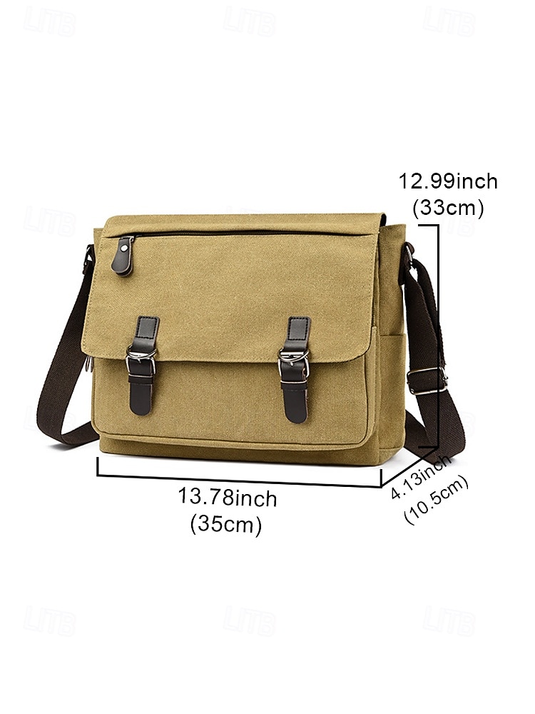 Men's Canvas Messenger Bag, Multi-Color Large Capacity Shoulder Crossbody Satchel, Casual Vintage Style Laptop Travel Work Bag for Daily Commuting, Outdoor Leisure & Office Use 2026 - $29.99 –P13