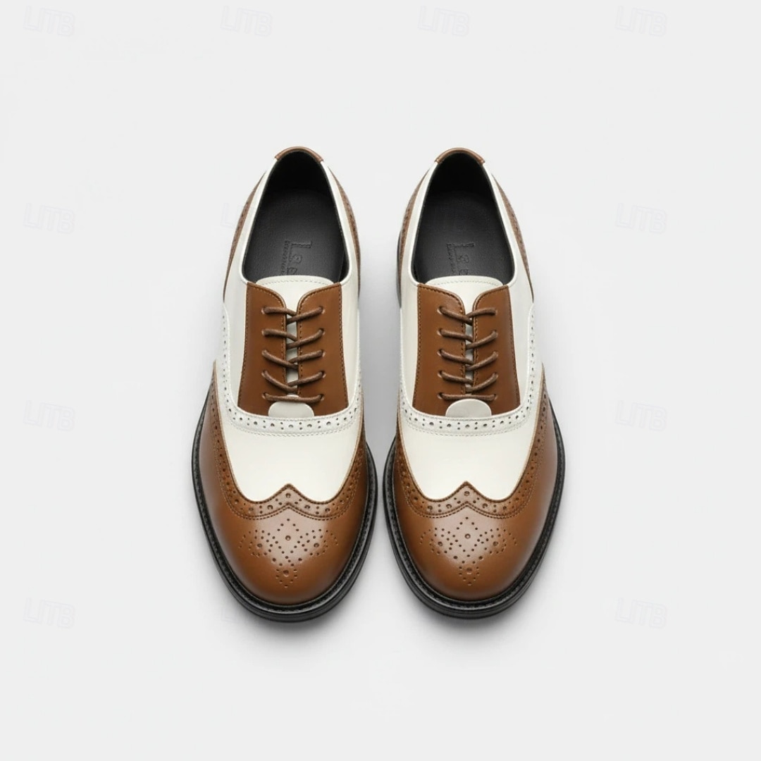 sapatos oxford brogue preto e branco masculinos com design wingtip, detalhes perfurados para eventos formais e festas casamentos de 2026 por $34.99 –P3