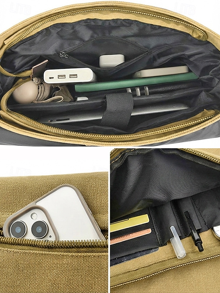 Ανδρική τσάντα ώμου από καμβά, πολύχρωμη τσάντα ώμου μεγάλης χωρητικότητας με χιαστί ώμο, casual vintage τσάντα εργασίας για φορητό υπολογιστή για καθημερινές μετακινήσεις, υπαίθριες δραστηριότητες και χρήση γραφείου 2026 - $29.99 –P9