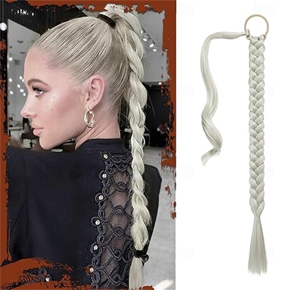 Extension per coda di cavallo lunga con elastico, lisce e avvolgenti, extension per capelli sintetici morbidi e soffici, per donne, da indossare tutti i giorni, 26 pollici, biondo chiaro, mix platino, del 2026 a $13.99 –P5