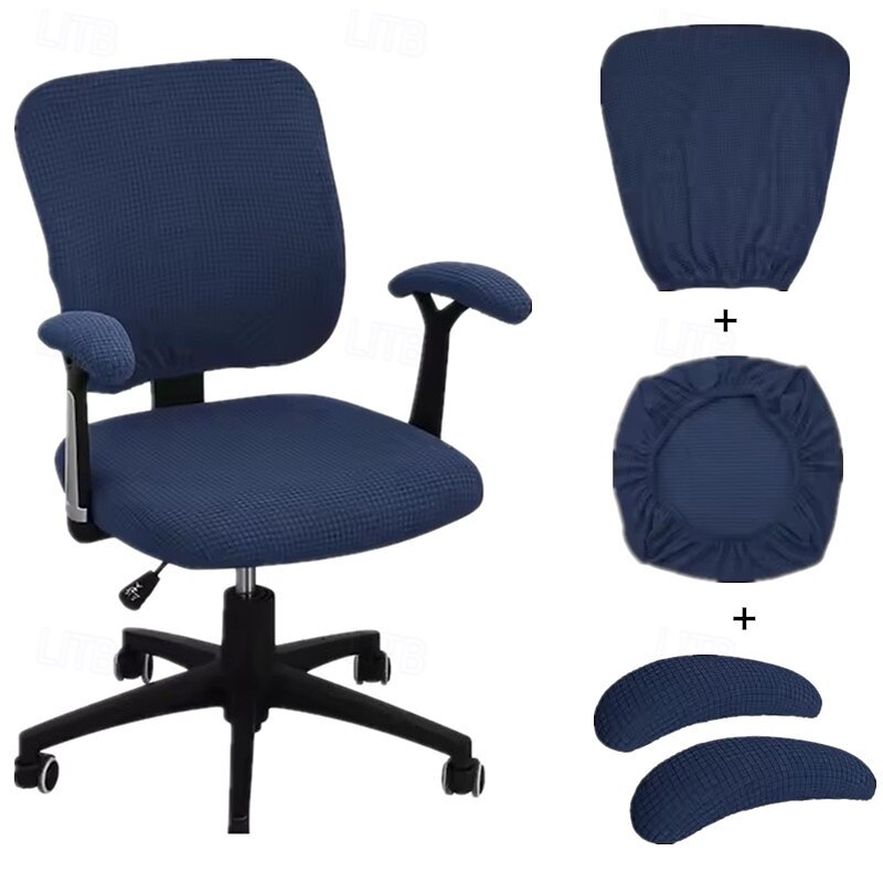 4PCS 1set Stretch Chair Cover Set Elastic Seat Cushion Backrest and Armrest Covers Non Slip Slipcovers for Office Computer Desk Dining Chair 2026 - $15.49 –P7