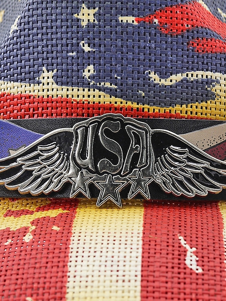 250. výročí Spojených států pánský slaměný westernový klobouk s potiskem vlastenecké vlajky prodyšný tkaný fedora styl v několika designech festivalové prázdninové a volnočasové nošení 2026 - $29.99 –P9