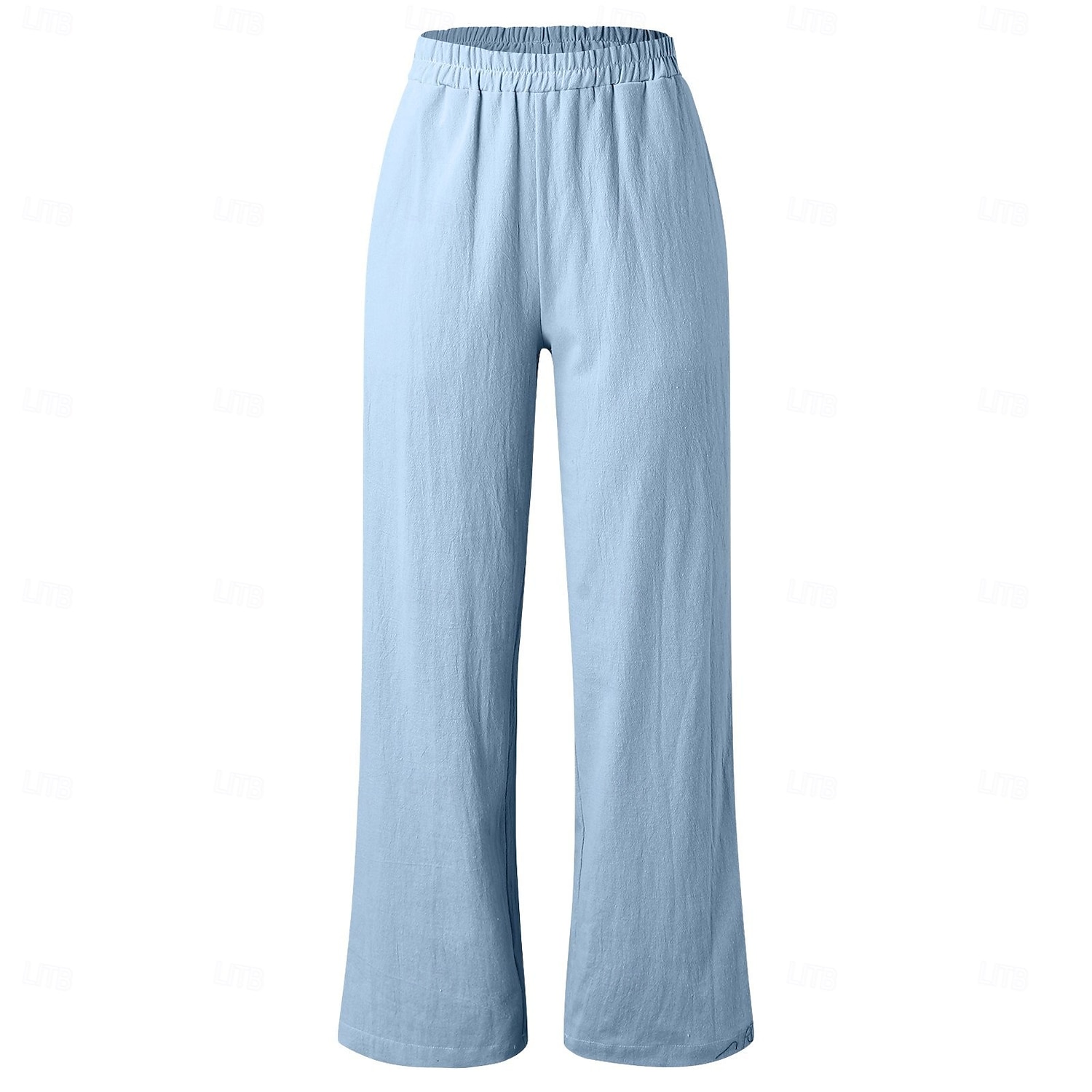 Women's Wide Leg Trousers Casual Pants Vacation Fashion Streetwear Full Length High Waist Plain Pocket Elastic Waist Comfortable Breathable Inelastic Daily Vacation Street Light Gray Dark Grey Black 2026 - $10.49 –P5