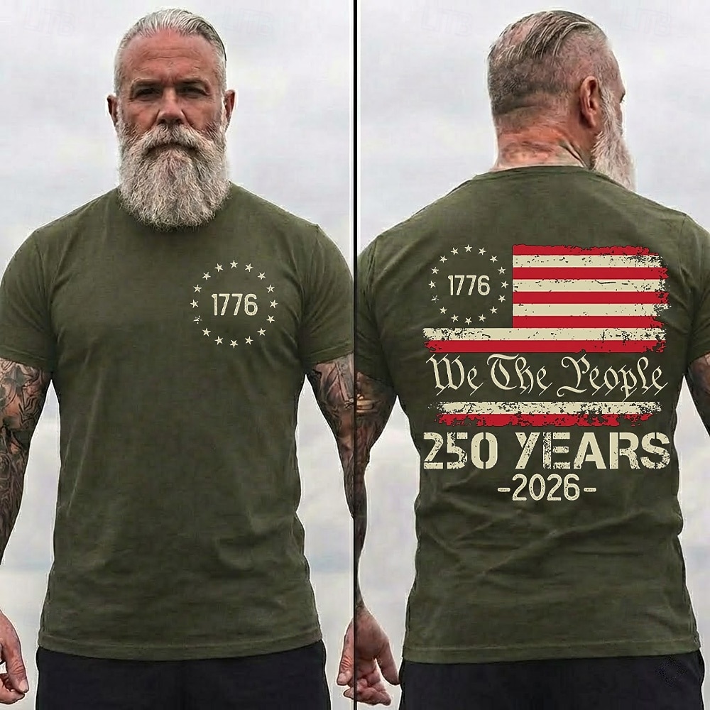 4th of July 2026 250th Memorial Day Men's 3D Print US Flag Crew Neck Short Sleeve T-Shirt Daily Street 2026 - $21.99 –P2
