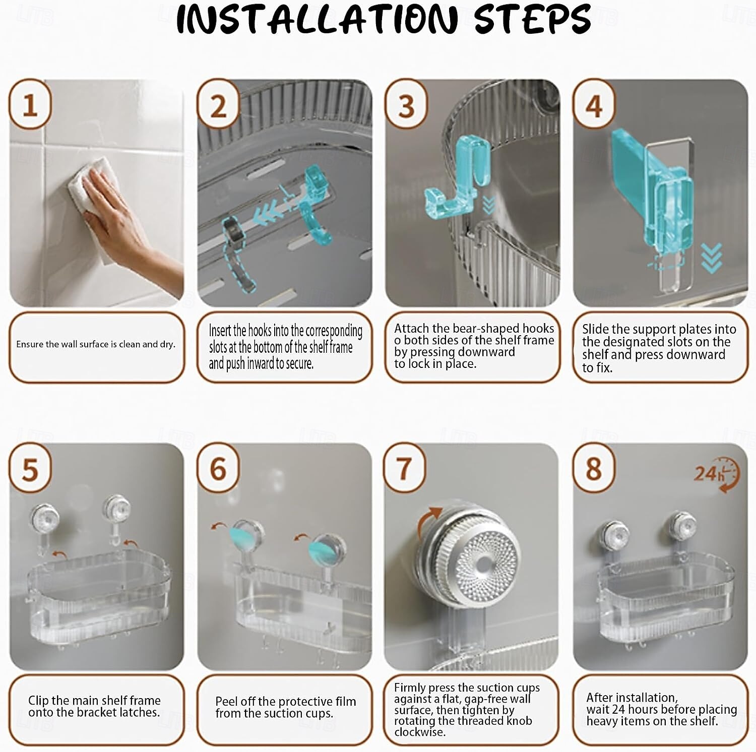 2026年 ドリル不要の浴室用吸盤収納ボックス、2026アップグレード取り外し可能な浴室用吊り下げ式吸盤収納ボックス、家庭用波形吸盤収納ホルダー、浴室用シャワーキャディ  コレクション – $16.99 –P11