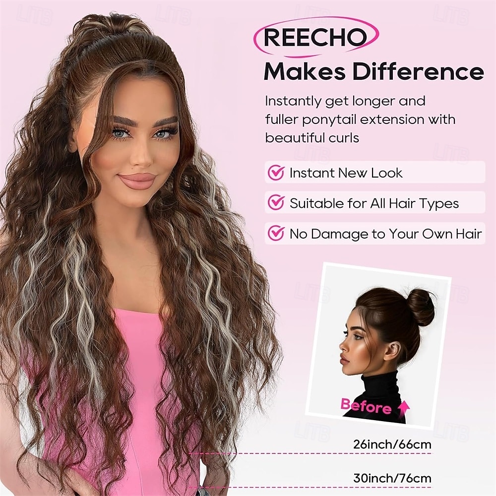 Ponytail Extension 30" Long Claw Clip Ponytail Extension Curly Wavy Pony Tails Hair Extensions Clip in Synthetic Hairpiece for Women, Chocolate Brown with Highlights 30 Inch 2026 - $22.99 –P2
