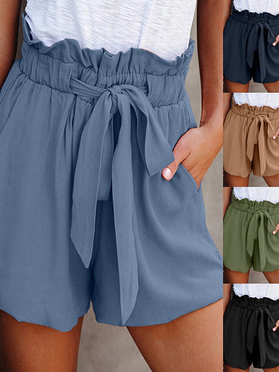 Women's Bermuda shorts Shorts Summer Shorts Baggy Shorts Vacation Fashion Streetwear Short High Waist Plain Drawstring Pocket Elastic Waist Comfort Breathability Inelastic Daily Vacation Street Black 2026 - $12.99 –P1