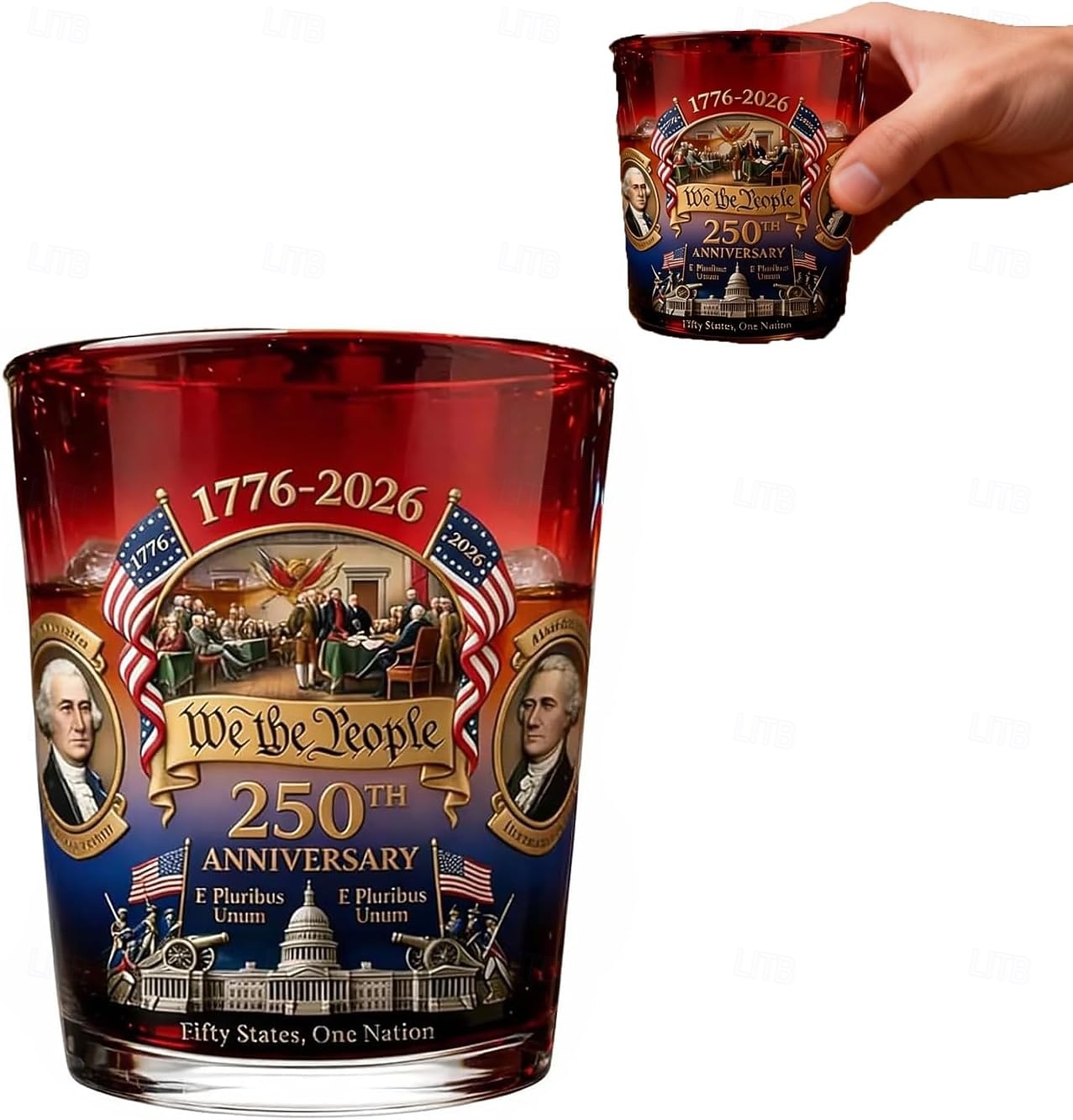 Bicchiere da whisky con bandiera e aquila per il 250° anniversario degli Stati Uniti, bottiglia da whisky edizione 1776-2026, 12 once per liquori, regalo patriottico per veterani militari per uomini, del 2026 a $16.99 –P1