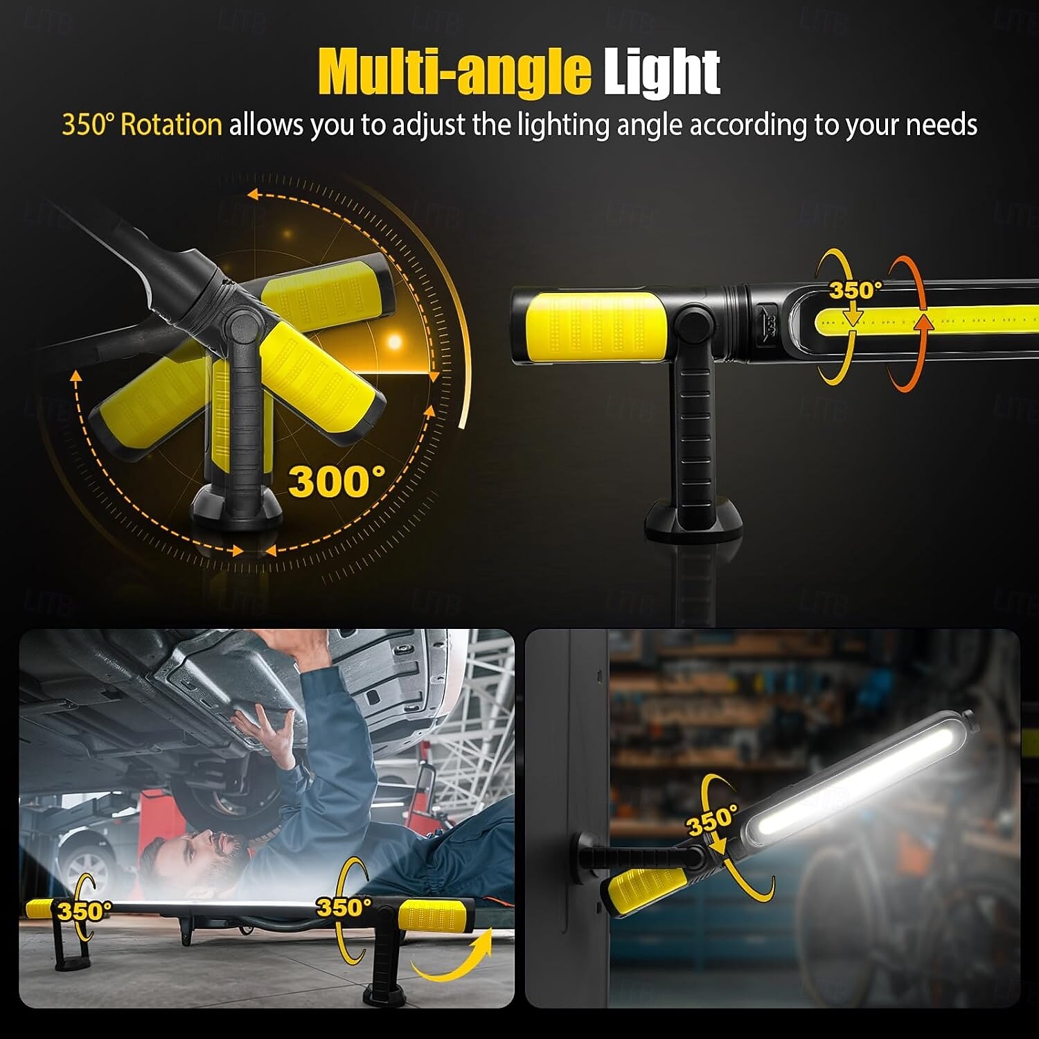 Lampă de lucru pentru mecanic, LED 2400lm, reîncărcabilă 4400mah, magnetică, lanternă de lucru sub capotă cu cârlige pentru reparații/inspecții/garaj/atelier/urgență auto 2026 - $131.99 –P9