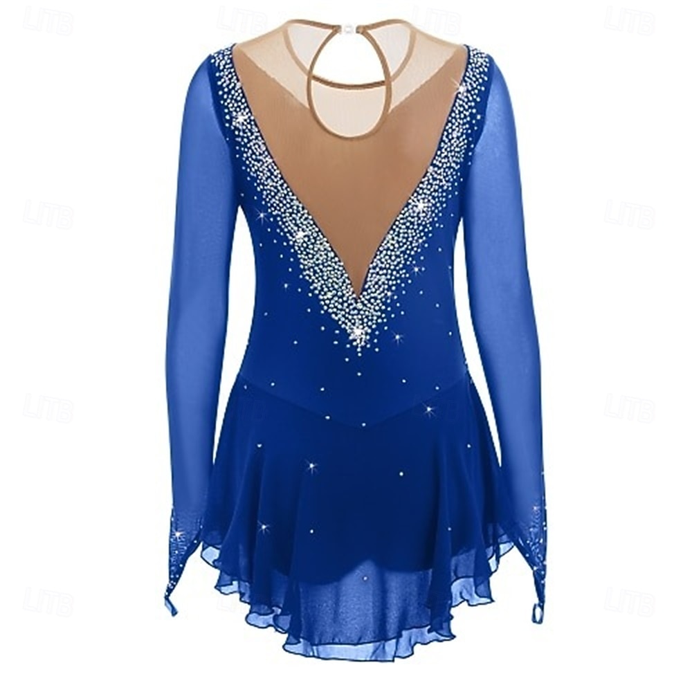 Abito da pattinaggio artistico Ragazze Pattinaggio sul ghiaccio Vestito Lilla blu navy Nero Patchwork Schiena aperta Elasticizzato Allenamento Competizione Vestiti da pattinaggio sul ghiaccio del 2026 a $201.89 –P11