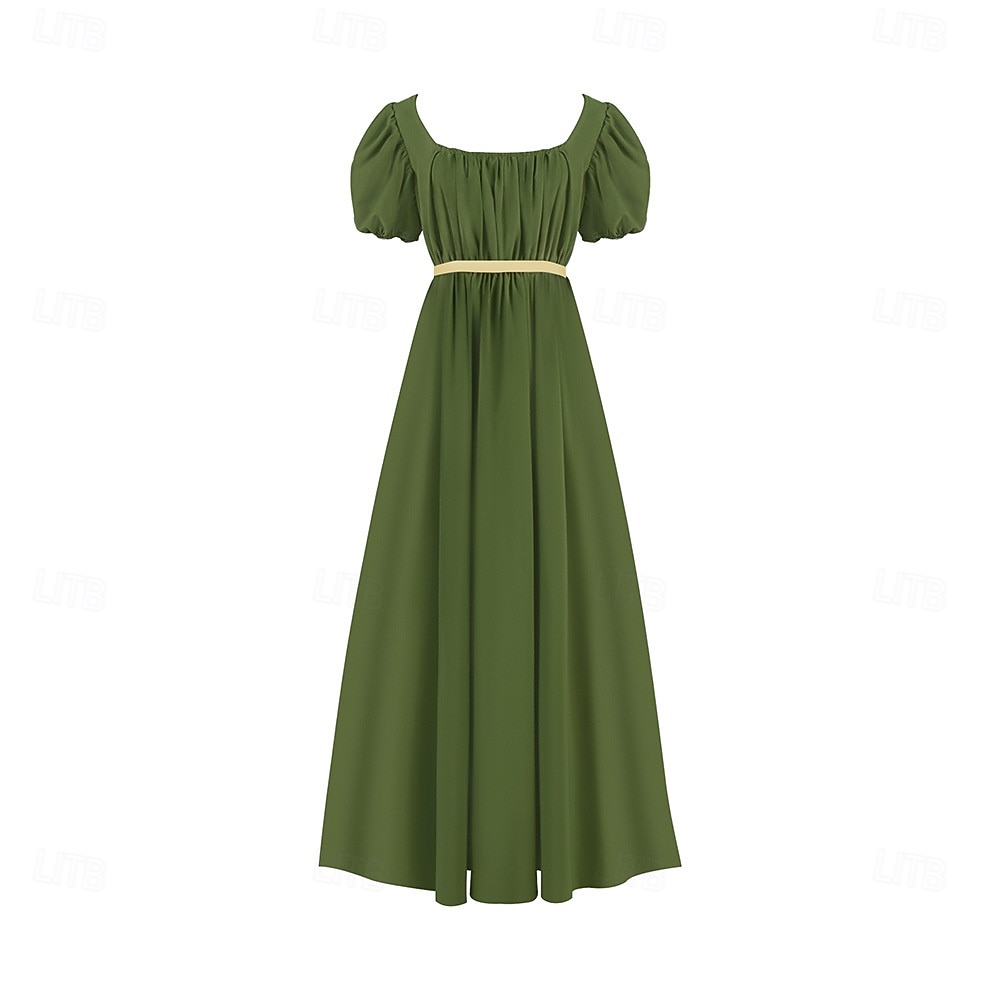 Retro Vintage Mittelalterlich Renaissance Knöchellänge Kleid Ballkleid Kleid im Regency-Stil Kurze Ärmel Prinzessin Dame Einfarbig Quadrathals Kostüm Damen königlich Halloween Karneval Leistung 2026 - $40.99 –P1