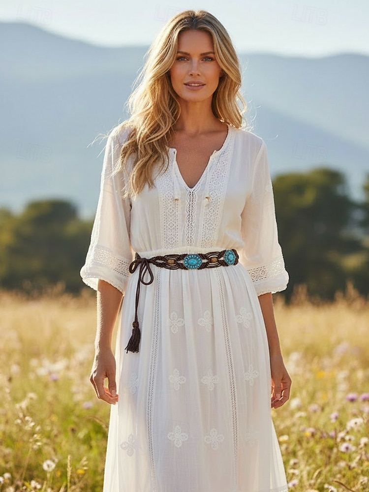 Naisten boheemi vahanurmivyö turkooseilla kivikoristeilla, säädettävä punottu vyö, monivärinen vintage-tyylinen asuste naisille, täydellinen jokapäiväiseen käyttöön, lomalle, rannalle ja lomakohteeseen 2026 - $14.99 –P2